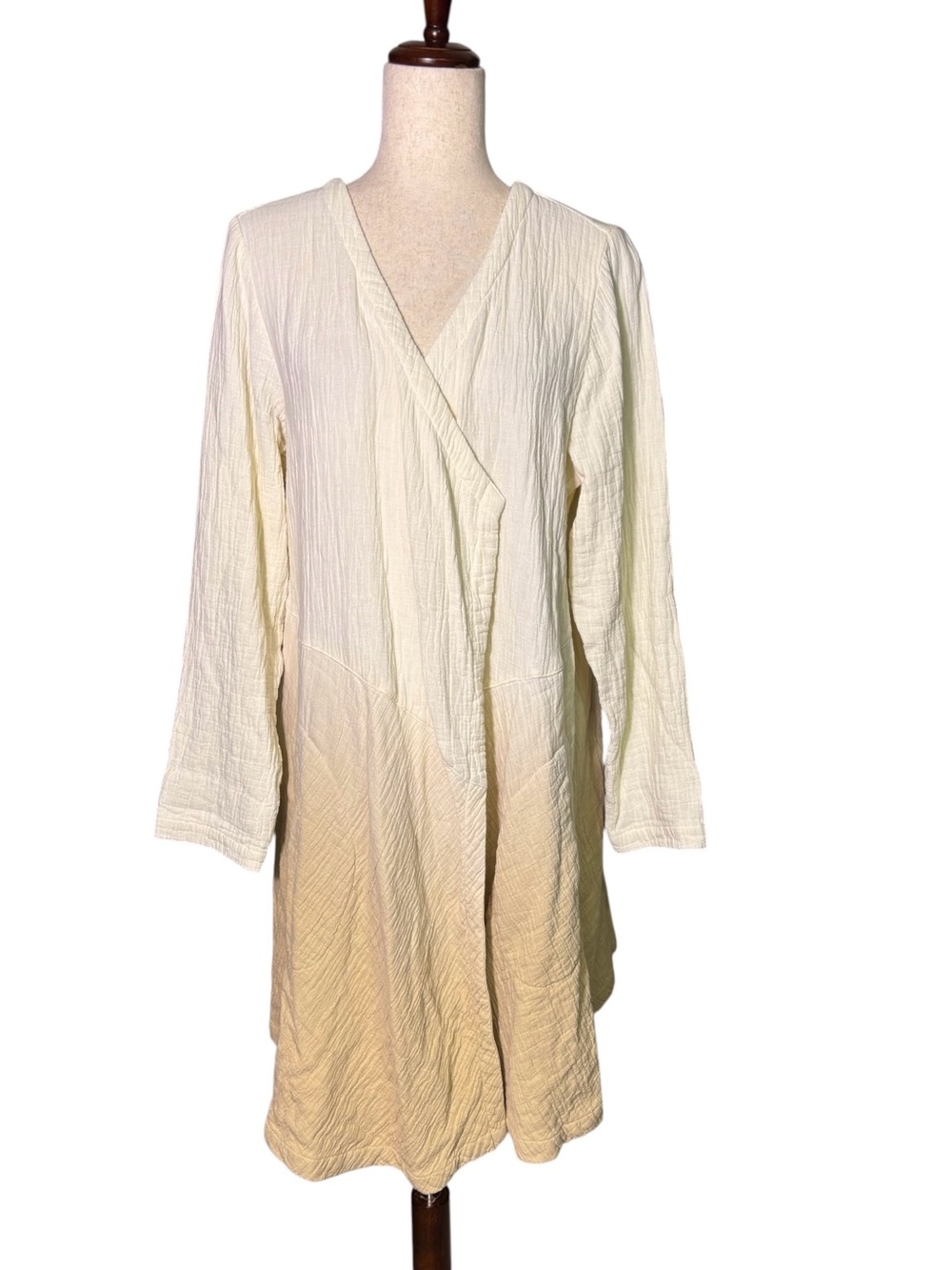 NWT Soft Surroundings Ivory Cotton Gauze Asymmetrical Duster Jacket Large